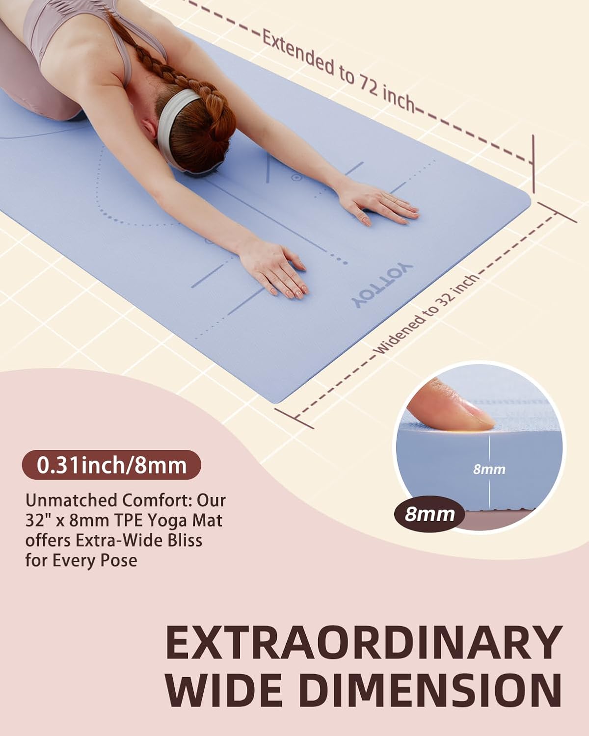 xtra Wide Non-Slip Exercise Fitness Yoga - Image 2